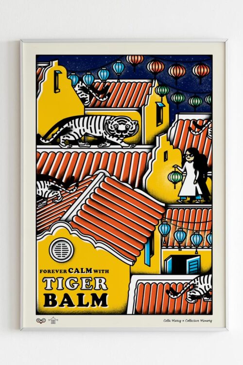 Tiger Balm Hoi An Art Print portrays A little cat turns into a tiger on the rooftops of Hoi An