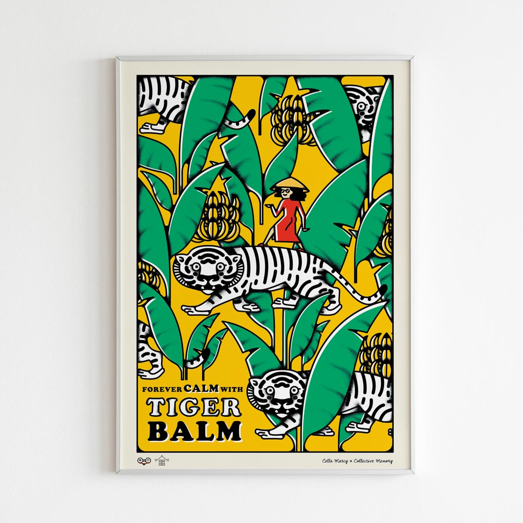 Tiger Balm Jungle Art Print portrays Tiger Balm lost in the banana jungle of Vietnam