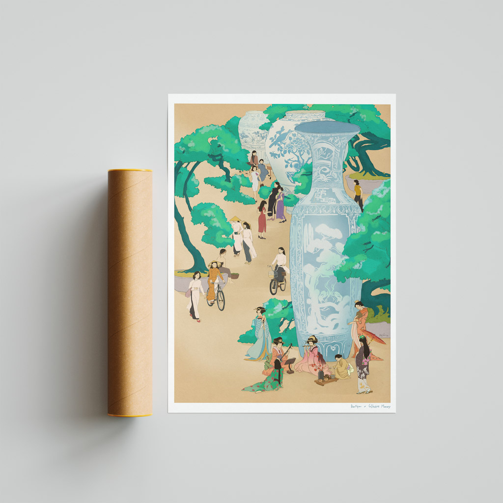 Bui Ngan Artist - Art Print for Wall Decor Asia is One Art print describing Asian traditional cultures, costumes and women