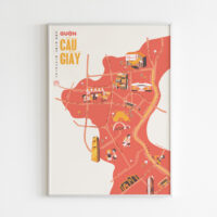 Cau Giay District Illustrated Map portrays iconic landmarks around Cau Giay: Keangnam Landmark 72, Big C, Cau Giay Park