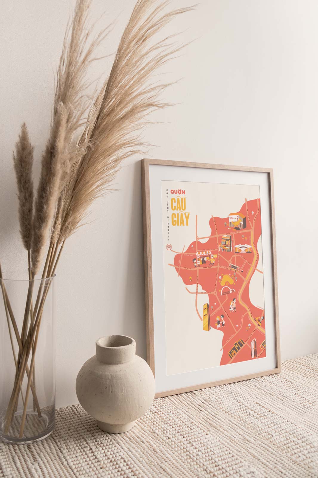 Cau Giay District Illustrated Map portrays iconic landmarks around Cau Giay: Keangnam Landmark 72, Big C, Cau Giay Park