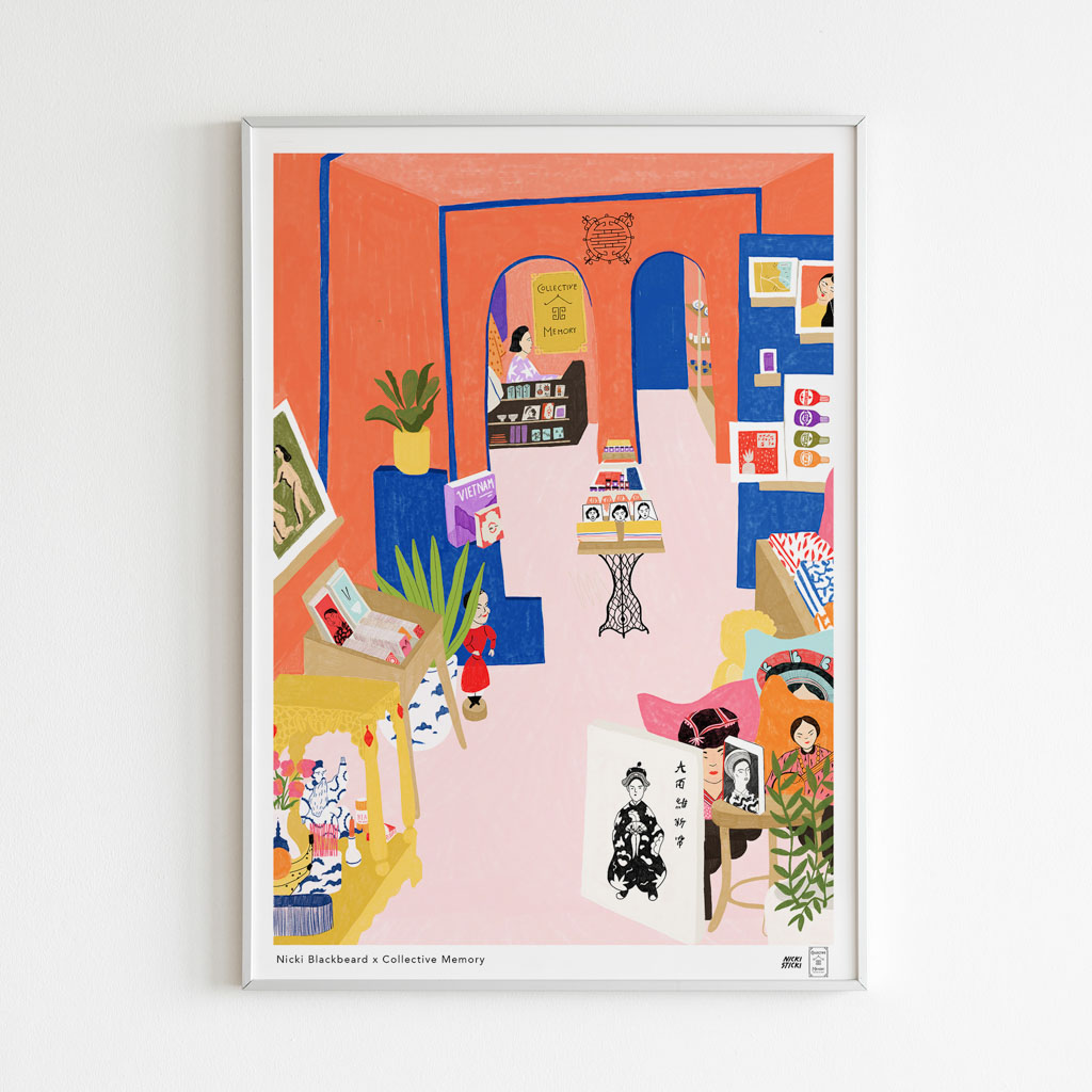 Collective Memory Art Print portrays Draw an illustration for the Collective Memory shop on the occasion of the 3rd birthday