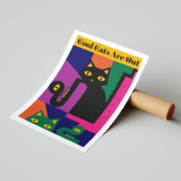 Cool Cats are Out art print portrays the cats play together