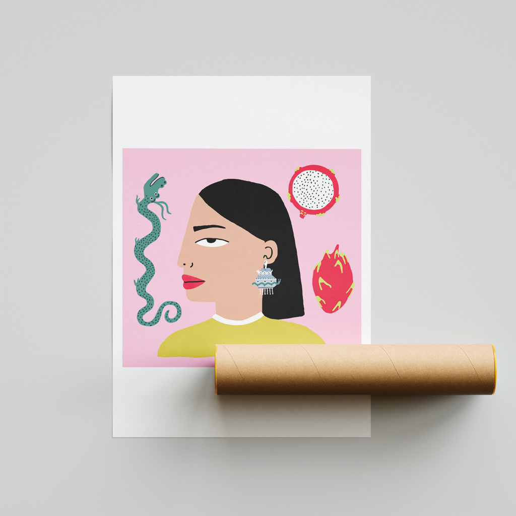 Dragon Girl Art Print Dragon Girl Art Print portrays a girl with a dragon fruit