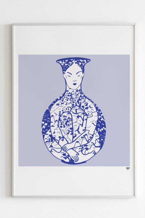 Free Myself Art Print portray a vase with a lady shape