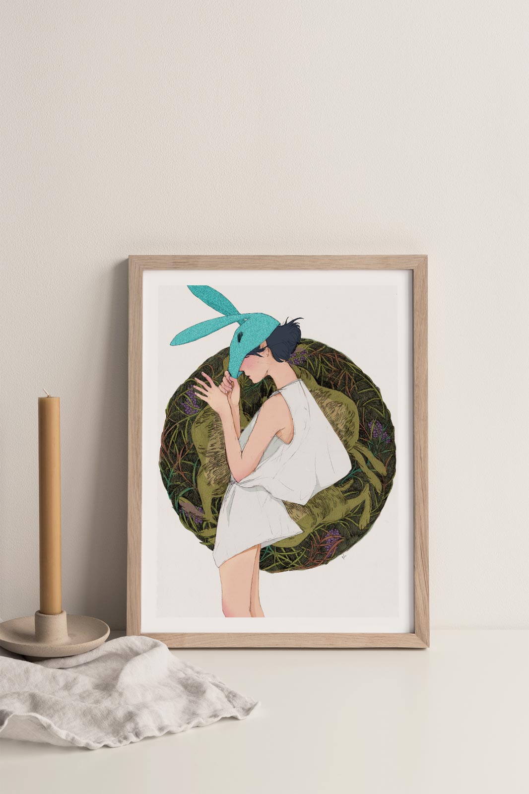 Art Prints for wall art & Home Decoration I Can See You art print portrays a girl whose face is hidden behind a mask