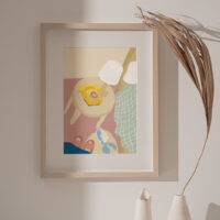 Morning Clumsy art print portrays a girl dropping the cup of water in the morning