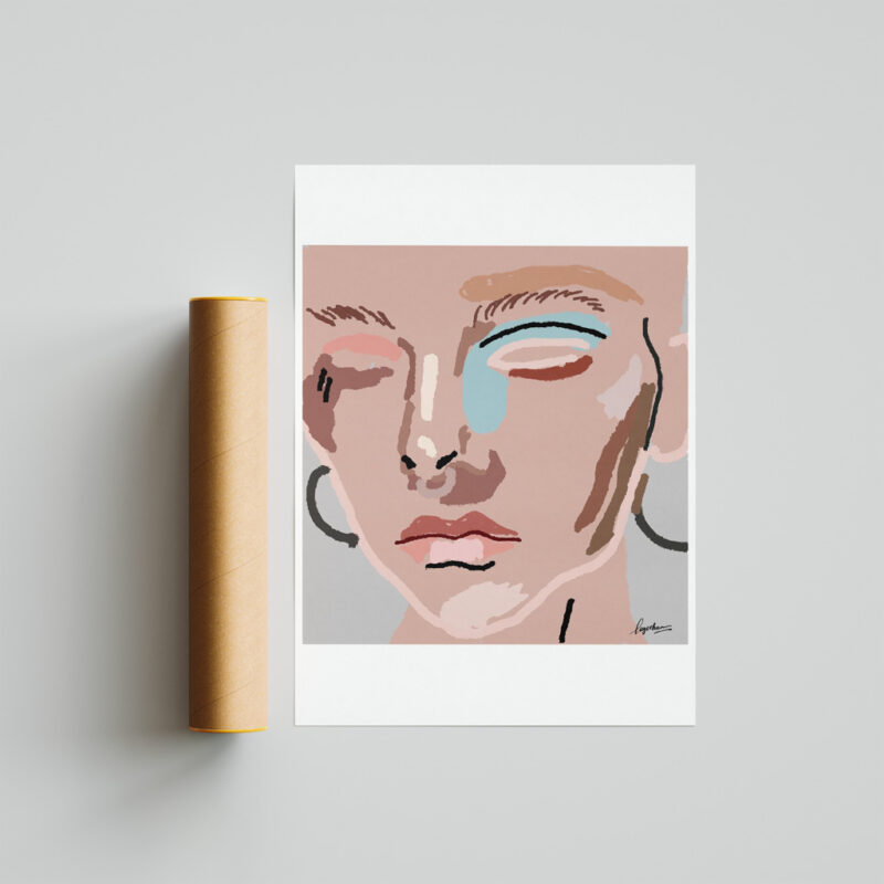 Perfectly Imperfect art print portrays a beautiful a young girl with eyes closed portrait
