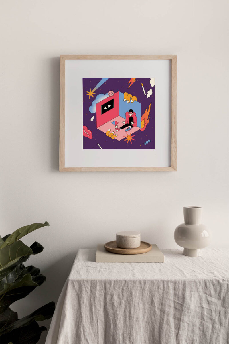 Self Quarantine Art Print portrays an introverted man lost in his thoughts