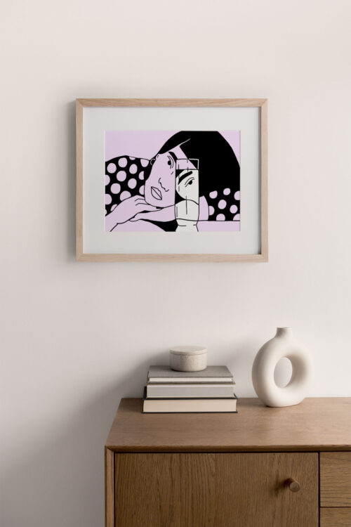Self Reflection 1 Glass Art Print portray a girl looking at herself in glass of water