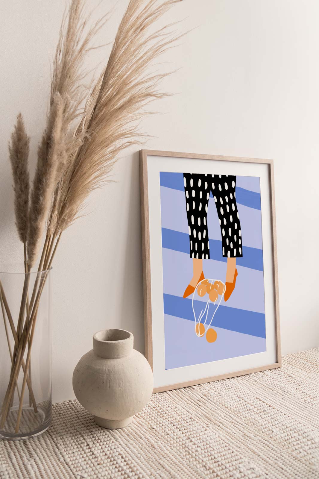 Shop 'til You Drop Art Print Shop 'til You Drop Art Print portrays a girl who drops a bag full of oranges