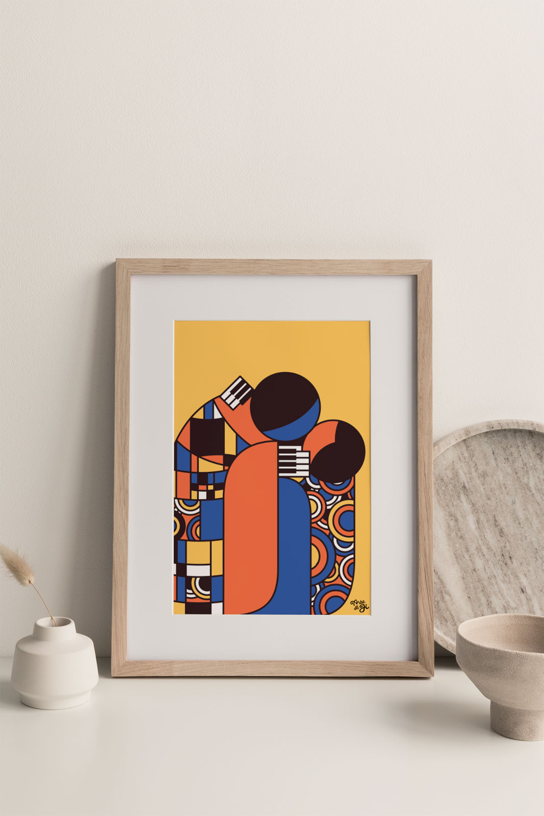 The Kiss Art Print reinterpreting the iconic paintings such as The Kiss by Gustav Klimpt