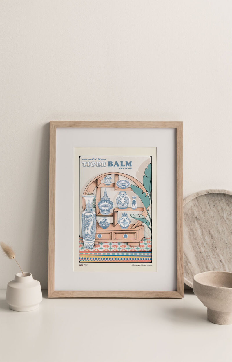 Tiger Balm Asia is One art print portrays an iconic blue china ceramic vase, recognizing the cultural characteristics of each Asian country