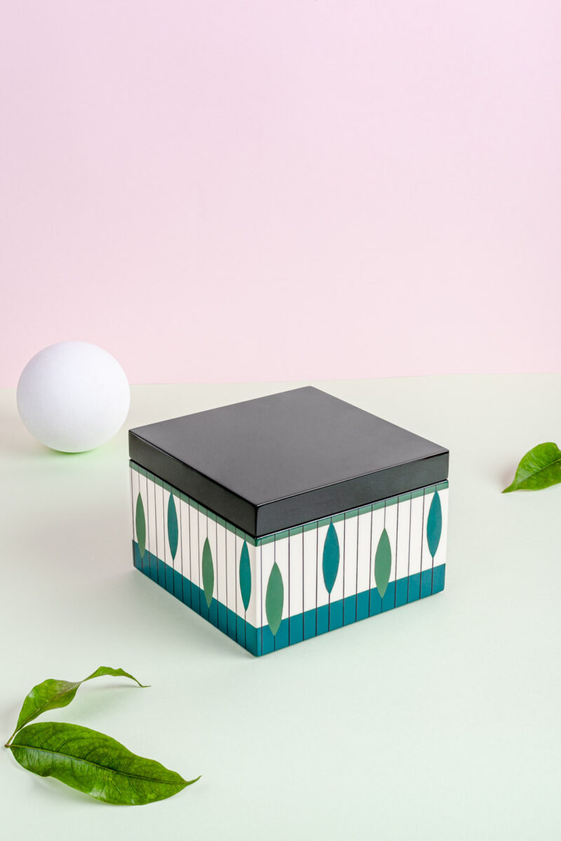 Lacquer Square Box Hunter Green Color available in Collective Memory Gift shop in Hanoi