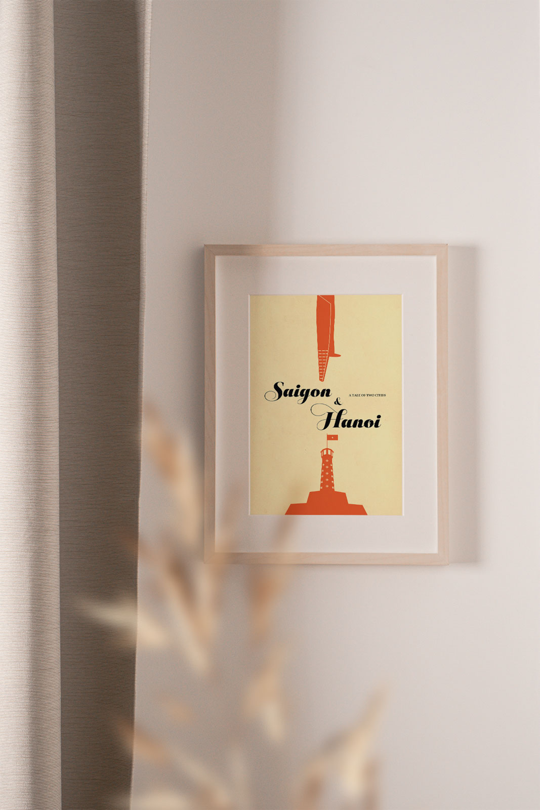 Vietnam Posters-A Tale of Two Cities Poster portrays two iconic tower of Hanoi and Saigon