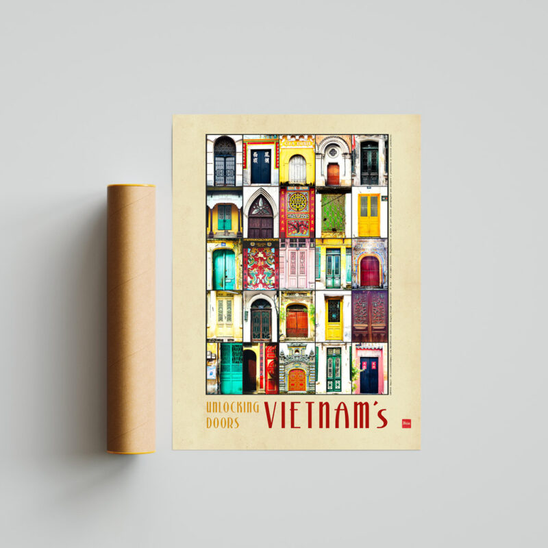 Vietnam Posters-Unlocking Doors Vietnam Poster portrays all the doors from all over vietnam