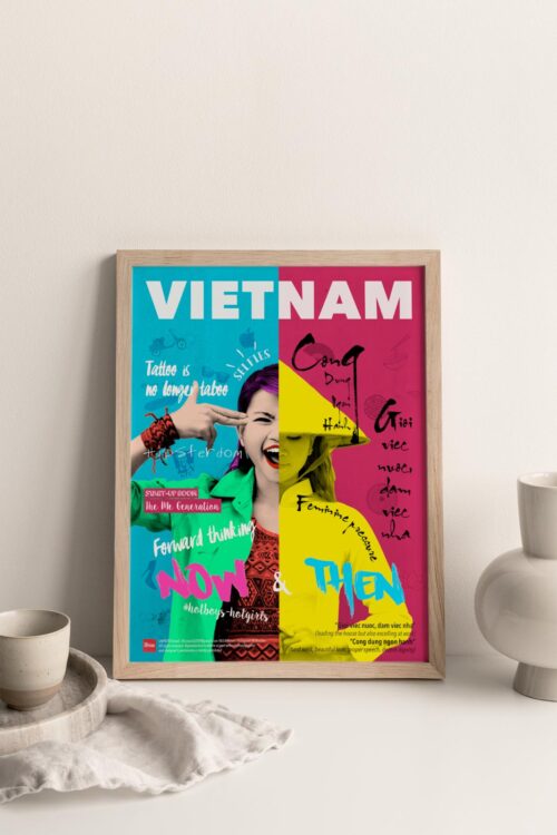 Vietnam Now and Then Poster portrays a young girl conflict between tradition and modern