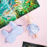 hand-knit bunny doll Light Blue Color available in Collective Memory Gift shop in hanoi