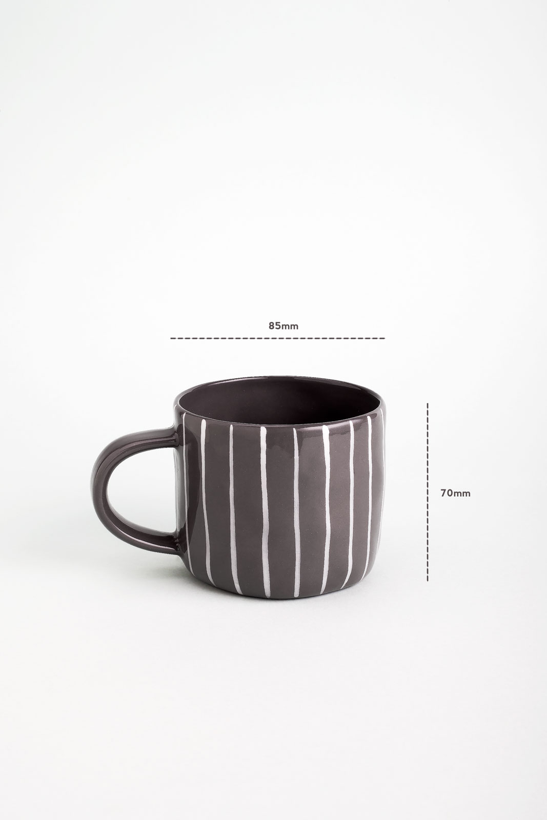 Charcoal Ceramic Kangra Cup with ivory stripe is made in Bat Trang Ceramic Village