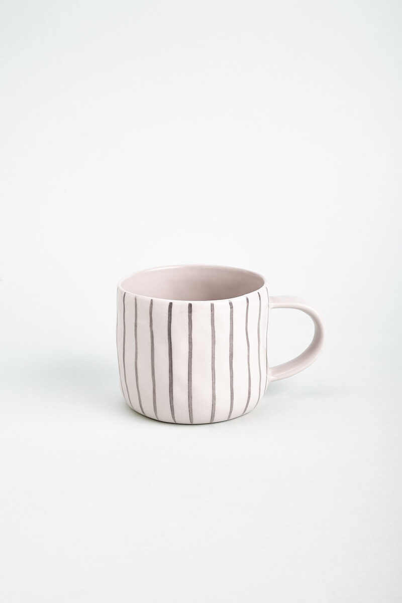 Cream Kangra Cup with charcoal stripe is made in Bat Trang Ceramic Village