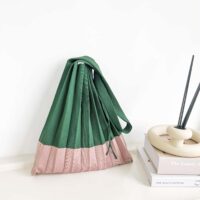 Lantern Foldable Tote Bag Green and Pink Color