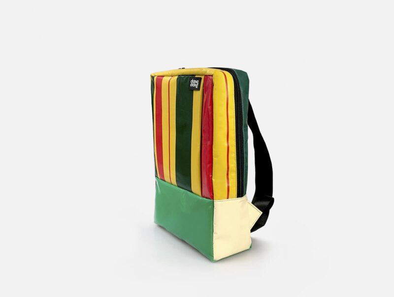 Recycled Backpack stripes of Yellow Red Green Color made in Vietnam