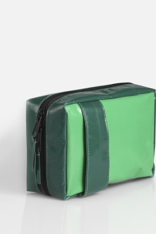 Recycled Toiletry bag Light Green & Deep Green Color