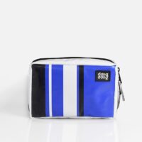 Recycled Toiletry bag White & Blue Stripes Color